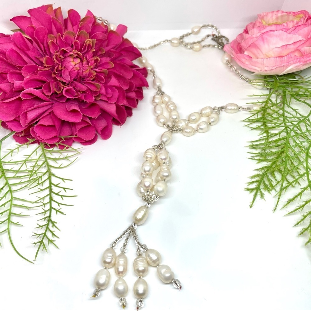 VINTAGE⚜️GENUINE PEARL Beaded Tassel Necklace